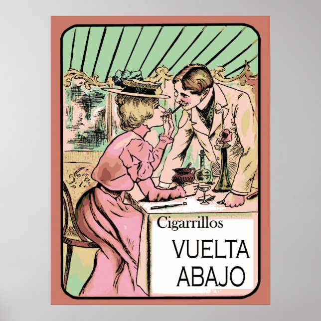 Póster Anuncio de cigarrillos de época de 1906 (Frente)