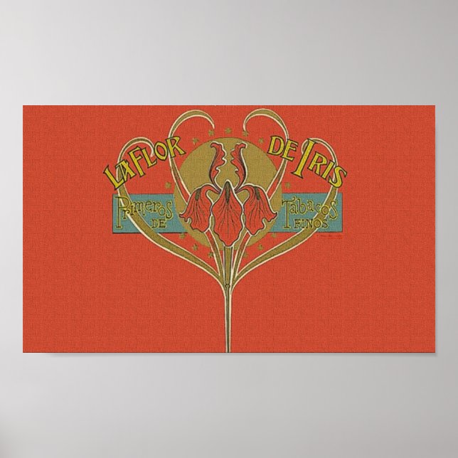 Póster Anuncio de cigarro con flores de Iris (Frente)