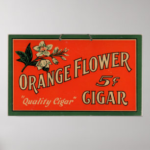 Póster Anuncio de cigarro de época: Flor Naranja