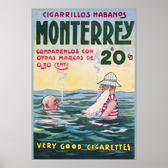 Póster Anuncio de cigarro de Monterrey de 1906 (Frente)