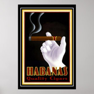 Póster Anuncio de cigarro "Habanas" cubano Art Deco 13 x 