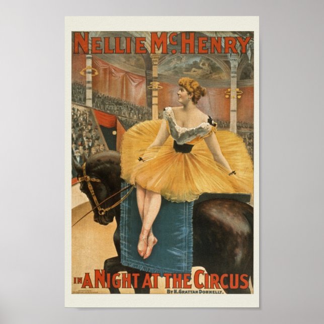Póster Anuncio de circo vintage (Frente)