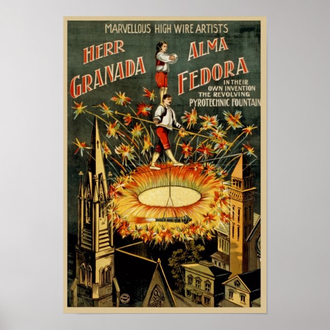 Póster Anuncio de circo vintage (Frente)