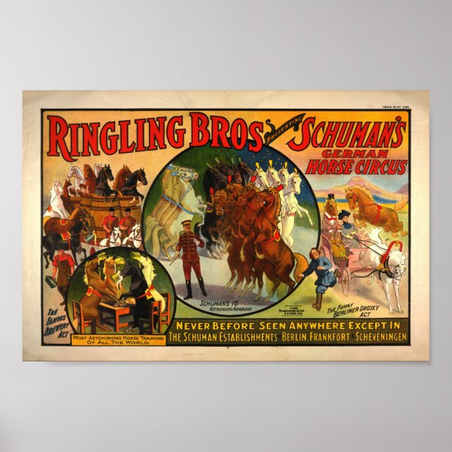 Póster Anuncio de circo vintage (Frente)