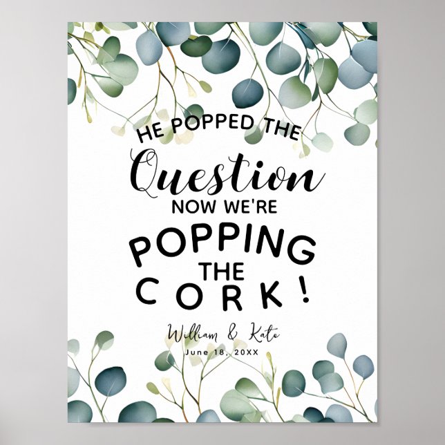 Póster Anuncio de compromiso con el boda Eucalyptus (Frente)