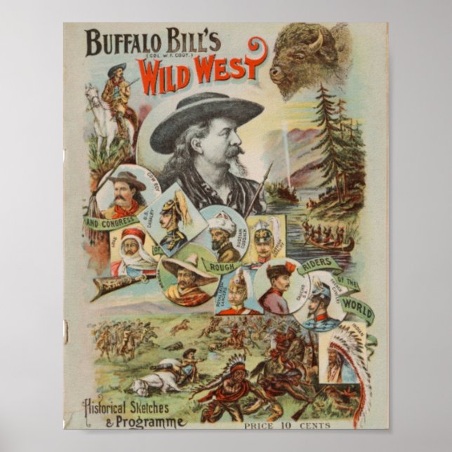 Póster Anuncio de cosecha de 1893 de Búfalo Bills Wild We (Frente)