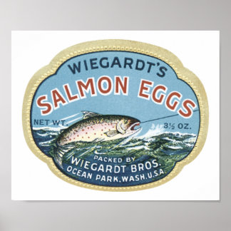 Póster Anuncio de cosecha de huevos de salmón de Wiegardt