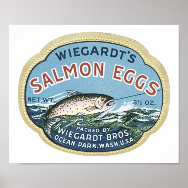 Póster Anuncio de cosecha de huevos de salmón de Wiegardt (Frente)