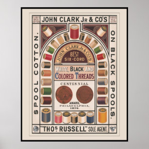 Póster Anuncio de costura de algodón de época