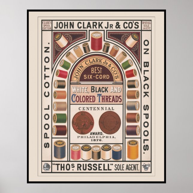 Póster Anuncio de costura de algodón de época (Frente)