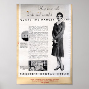 Póster Anuncio de crema dental de Squibb de 1929