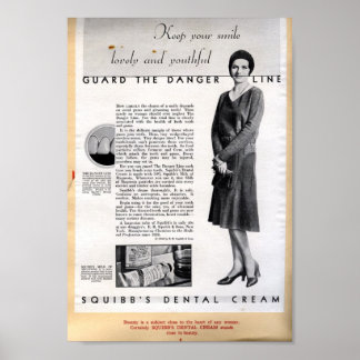Póster Anuncio de crema dental de Squibb de 1929