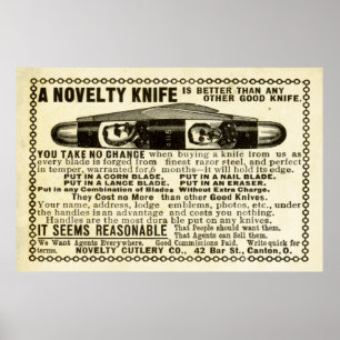 Póster Anuncio de cuchillo de época de 1899