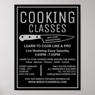 Póster Anuncio de Cuchillo de Plata, Gourmet, clases de c