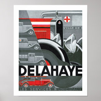 Póster Anuncio de Delahaye Art Deco para automóviles