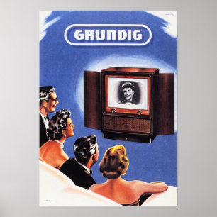 Póster Anuncio de dispositivo alemán original de GRUNDIG 