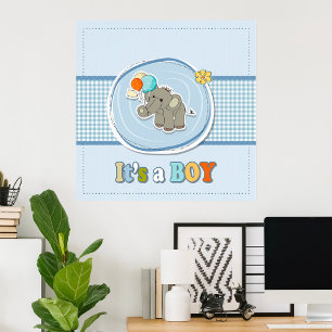 Póster Anuncio de Elefante Bebé Niño Adorable