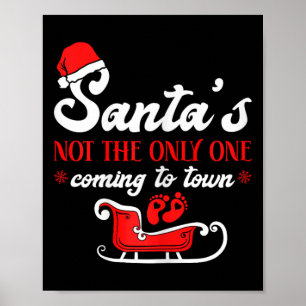 Póster Anuncio de Embarazo en Navidad de Santa