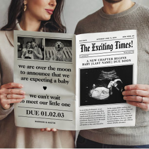 Póster Anuncio de Embarazo en Periódico Doblar por la Mit