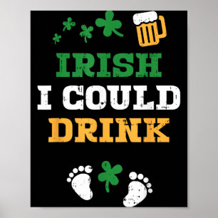 Póster Anuncio de embarazo irlandés podría beber St Patr
