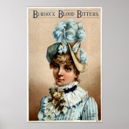 Póster Anuncio de época Burdock Sangre Cerveza amarga