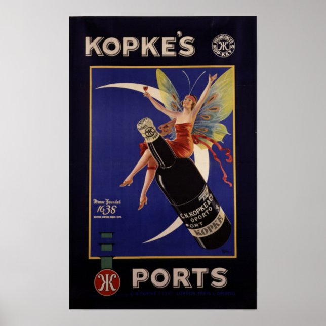 Póster Anuncio de época de puertos de Kopke (Frente)