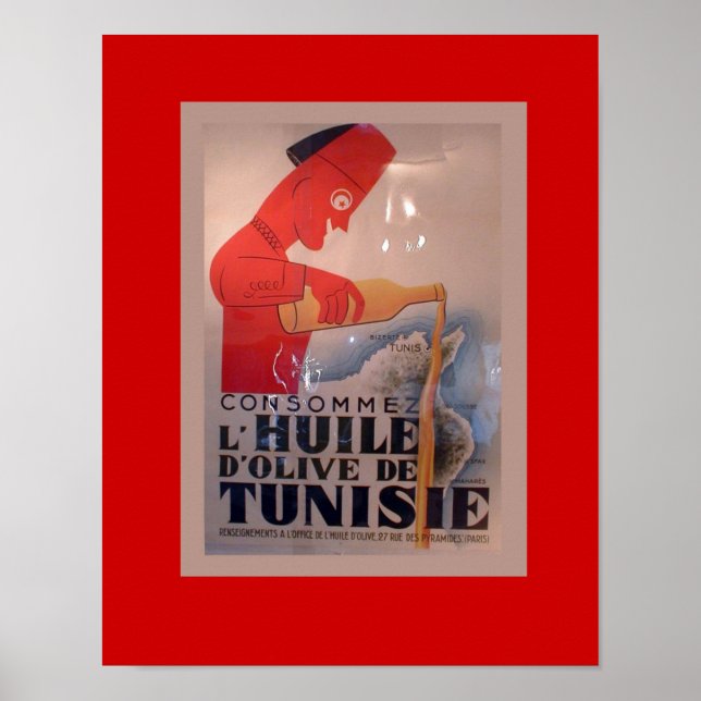 Póster Anuncio de época, L'Huile d'Olive de Tunisie (Frente)