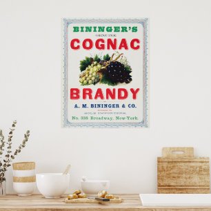 Póster Anuncio de época para Cognac Brandy de Bininger.