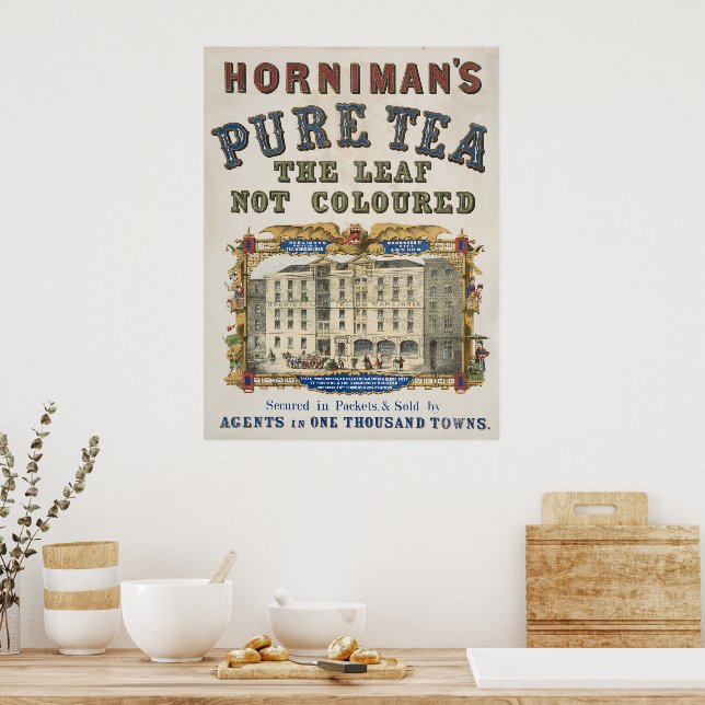 Póster Anuncio de época para el té puro de Horniman (Cocina)