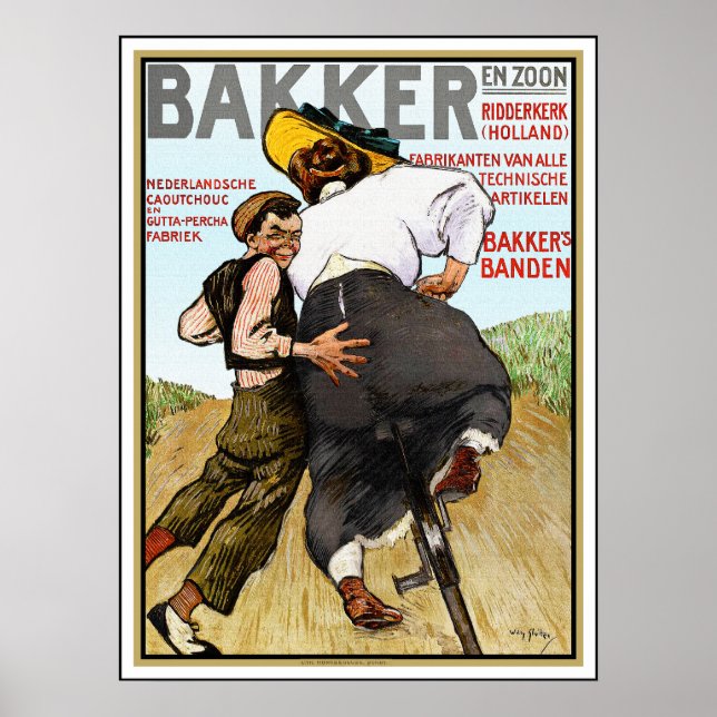 Póster Anuncio de época para neumáticos de bicicleta de g (Frente)