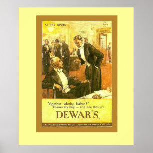 Póster Anuncio de época, Whisky escocés de Dewar