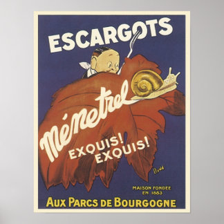 Póster Anuncio de Escargot Mementrel Vintage