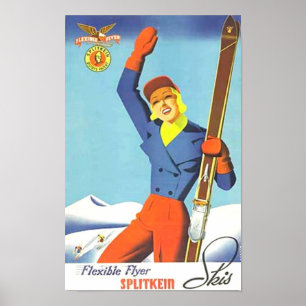 Póster Anuncio de esquí de época