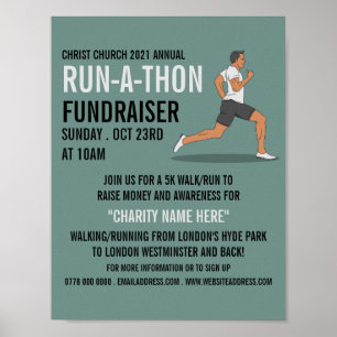 Póster Anuncio de evento Runner, Charity Run-Walk-a-Thon