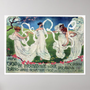 Póster Anuncio de exposición de las artes del Art Nouveau