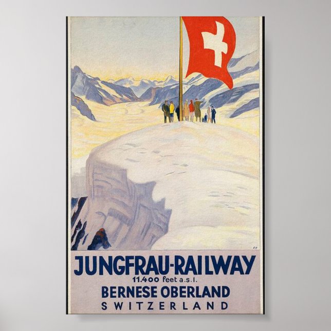 Póster Anuncio de Ferrocarril de Suiza (Frente)