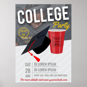 Póster anuncio de fiesta universitaria agregar logotipo y