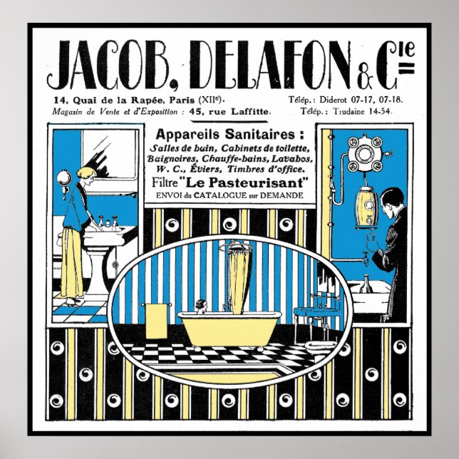 Póster Anuncio de fontanería francesa de 1924 (Frente)
