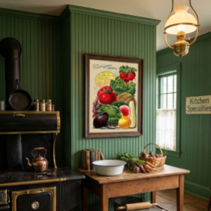 Póster Anuncio de frutas y verduras de la era victoriana