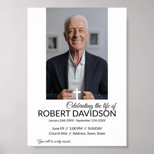 Póster Anuncio de Funeral Digital Descarga Instantánea (Frente)