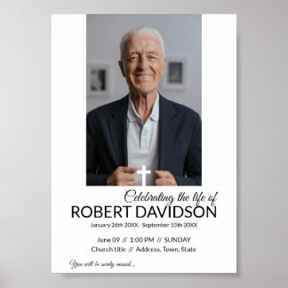 Póster Anuncio de Funeral Digital para Descarga Inmediata