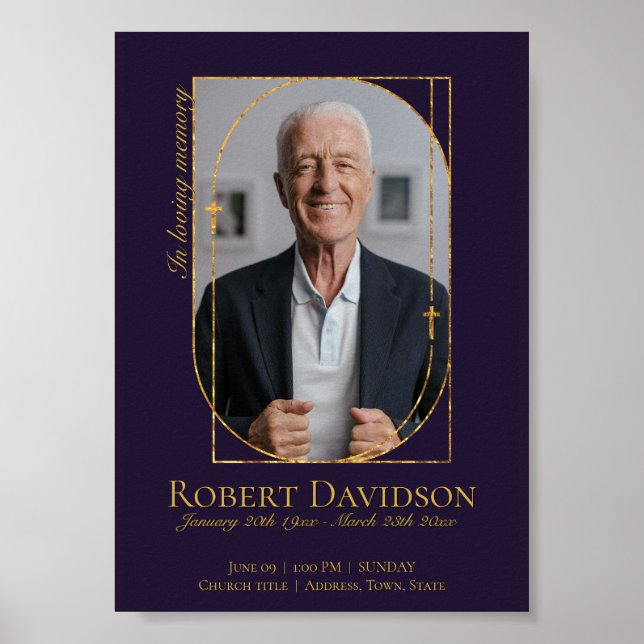 Póster Anuncio de Funeral Digital Post Morado Oscuro (Frente)