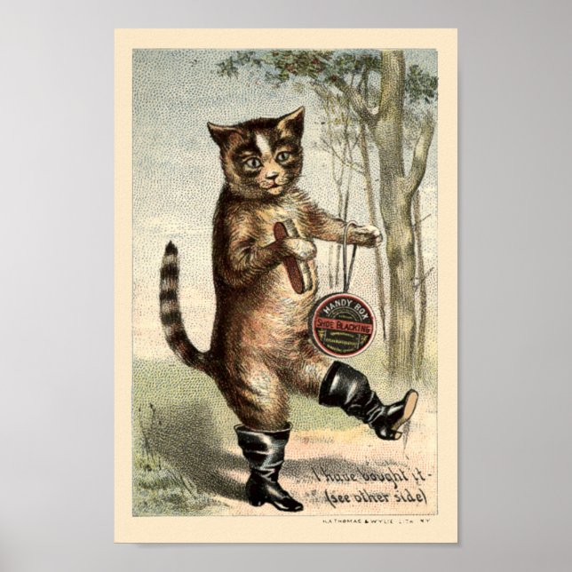Póster Anuncio de gato de la época victoriana de moda (Frente)