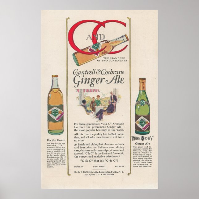 Póster Anuncio de Ginger Ale de los años 1920 (Frente)