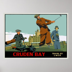 Póster Anuncio de golf Retro Cruden Bay Scotland