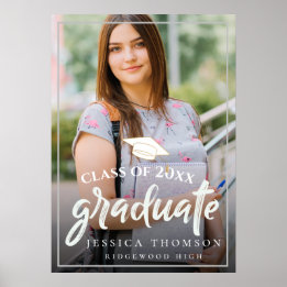 Póster Anuncio de graduación de la foto de la linda clase