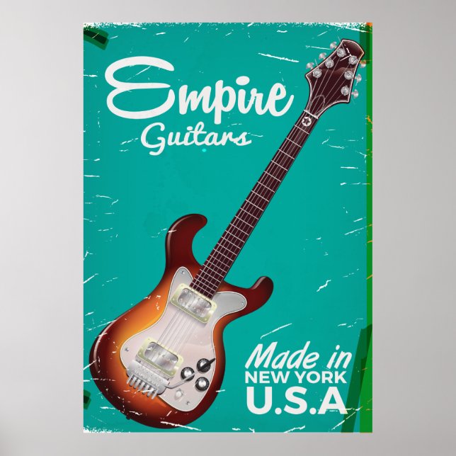 Póster Anuncio de guitarra electrónica vintage (Frente)
