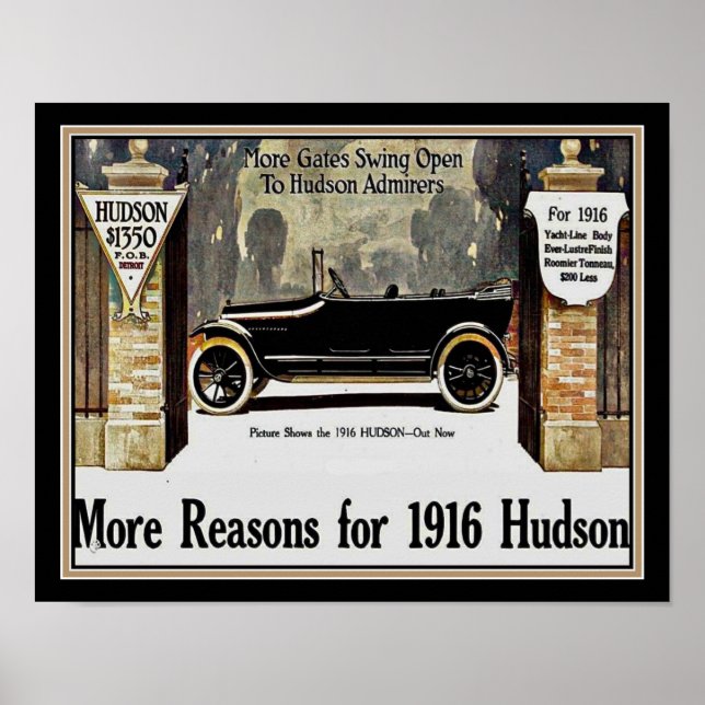 Póster Anuncio de Hudson Automobile 1916 (Frente)