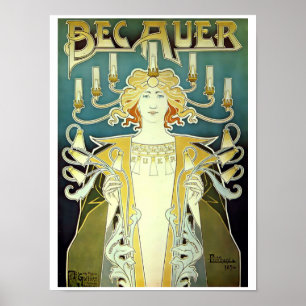 Póster Anuncio de iluminación de gas Art Nouveau de la er