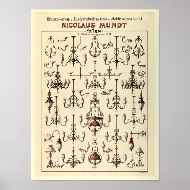 Póster Anuncio de iluminación de gas de la época victoria (Frente)